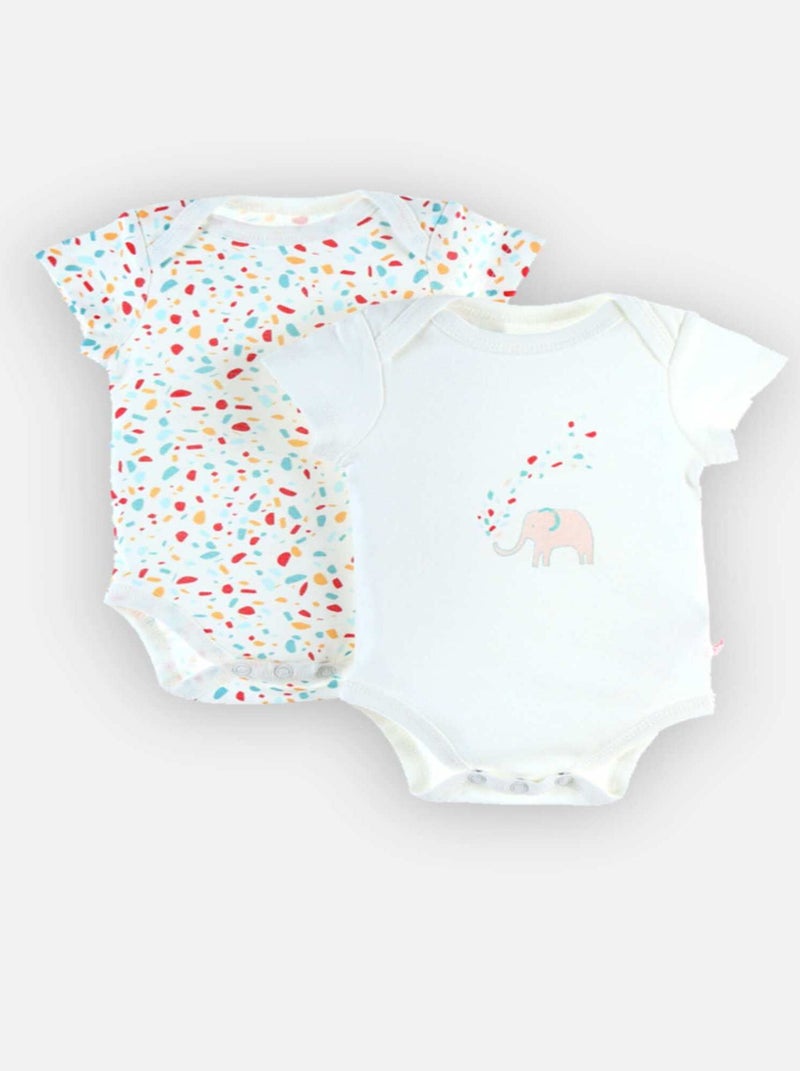 Set de 2 bodies croisés à manches courtes, clair/écru Rose - Kiabi
