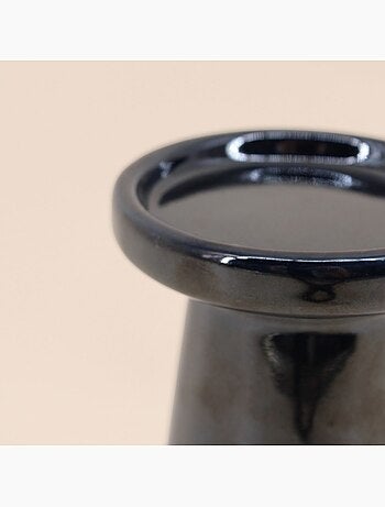 Set de 2 bougeoirs coniques noir, terracotta