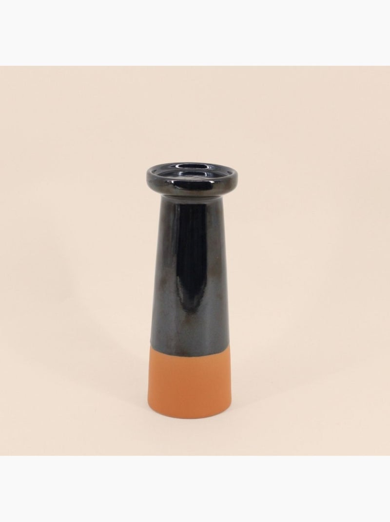 Set de 2 bougeoirs coniques noir, terracotta Noir - Kiabi