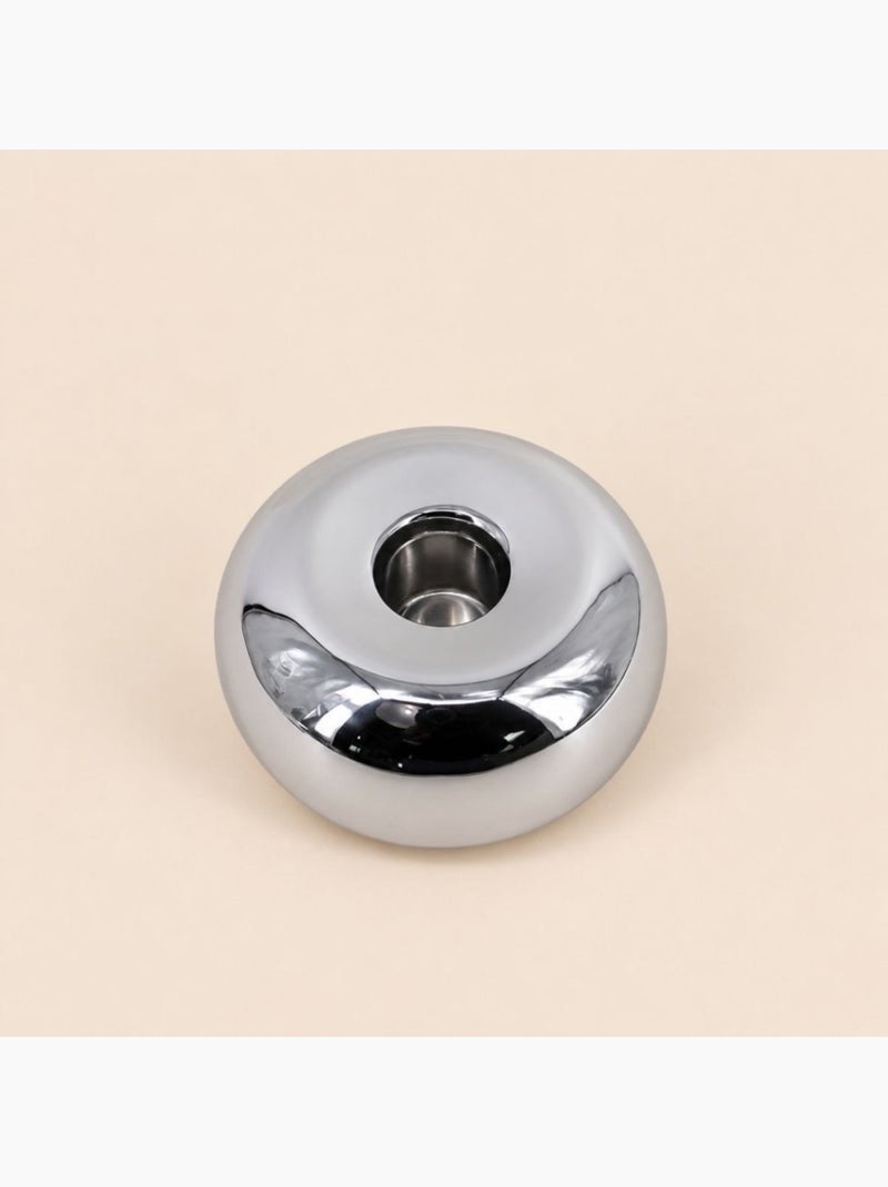 Set de 2 bougeoirs en céramique argenté Gris - Kiabi