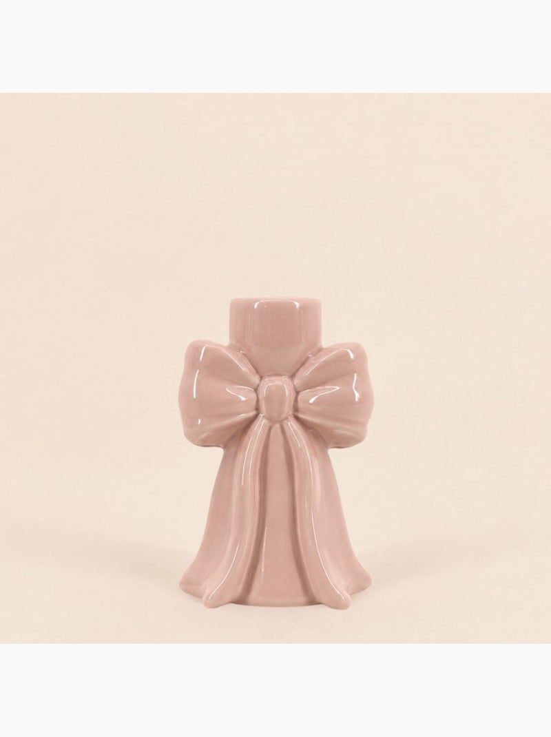 Set de 2 bougeoirs en céramique noeud violet et rose Violet - Kiabi