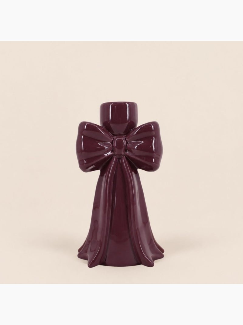 Set de 2 bougeoirs en céramique noeud violet et rose Violet - Kiabi