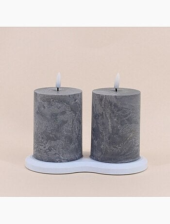 Set de 2 bougies LED grises 7,5x10cm