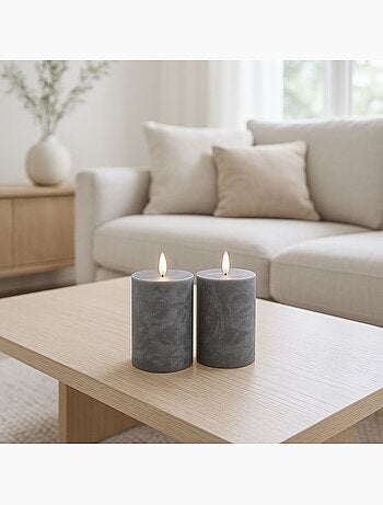 Set de 2 bougies LED grises 7,5x10cm