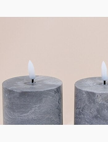 Set de 2 bougies LED grises 7,5x10cm