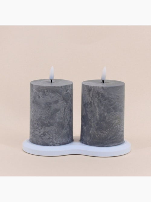 Set de 2 bougies LED grises 7,5x10cm - Kiabi
