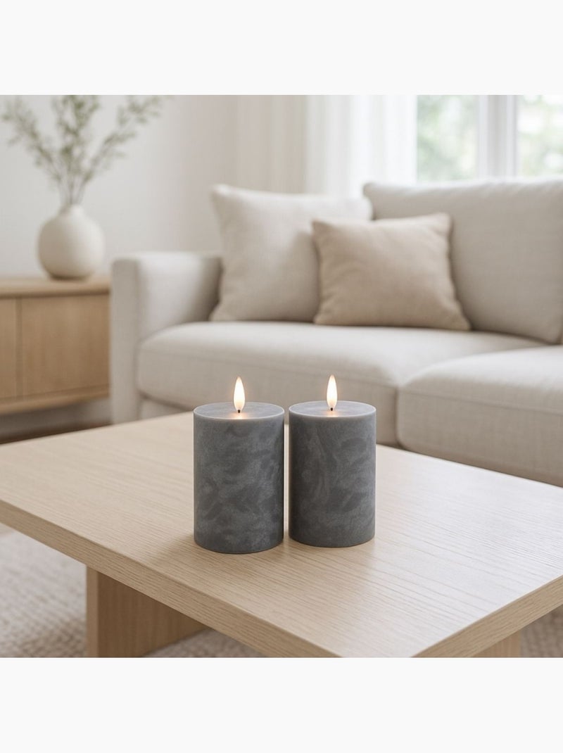 Set de 2 bougies LED grises 7,5x10cm Gris - Kiabi