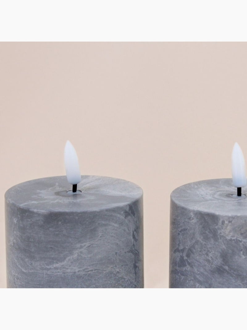 Set de 2 bougies LED grises 7,5x10cm Gris - Kiabi