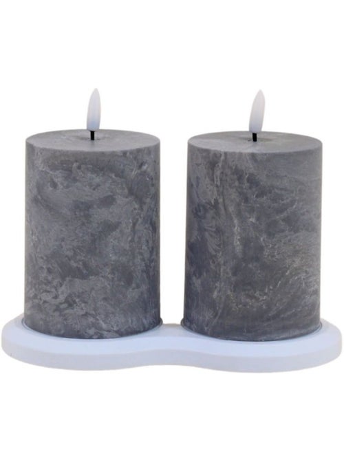 Set de 2 bougies LED grises 7,5x10cm - Kiabi