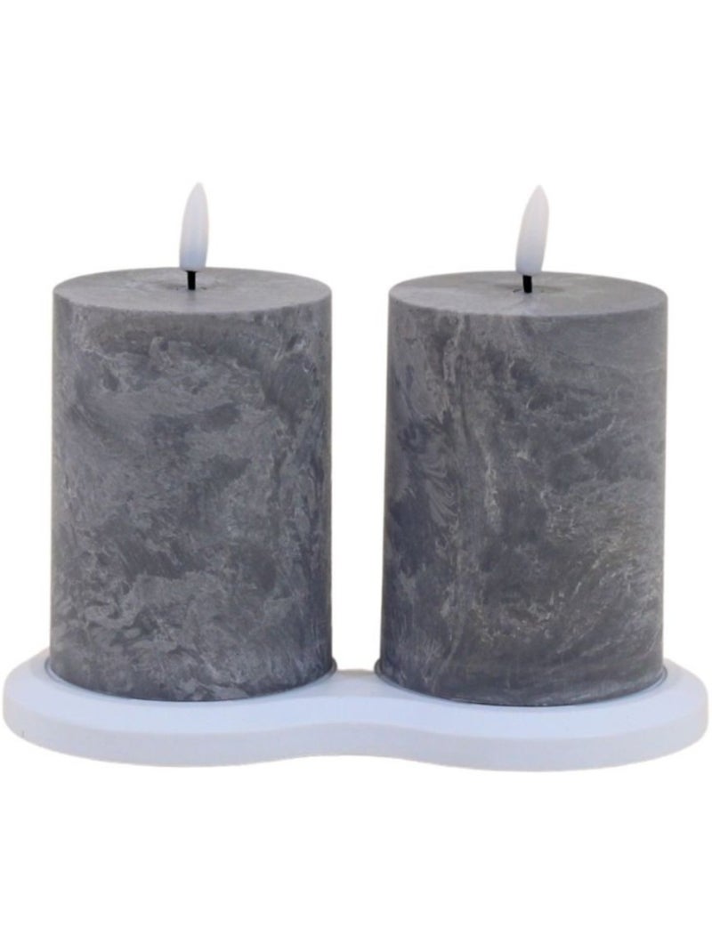 Set de 2 bougies LED grises 7,5x10cm Gris - Kiabi