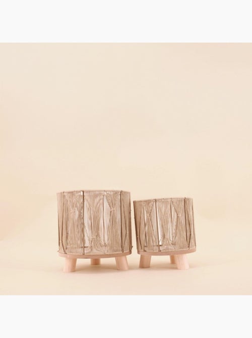 Set de 2 cache-pots en corde beige - Kiabi