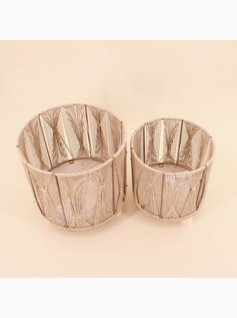 Set de 2 cache-pots en corde beige Beige - Kiabi