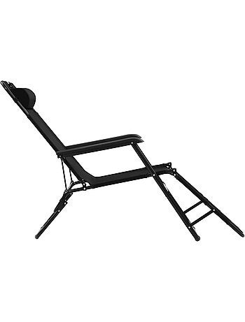 Set de 2 chaises longues pliables avec repose pied