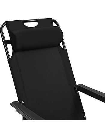 Set de 2 chaises longues pliables avec repose pied