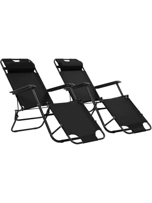 Set de 2 chaises longues pliables avec repose pied - Kiabi Set de 2 chaises longues pliables avec repose pied - Kiabi