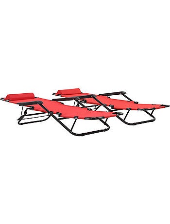 Set de 2 chaises longues pliables avec repose pied