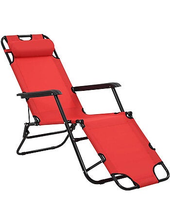 Set de 2 chaises longues pliables avec repose pied
