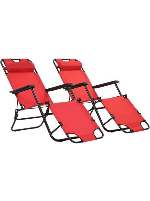 Set de 2 chaises longues pliables avec repose pied - Kiabi Set de 2 chaises longues pliables avec repose pied - Kiabi