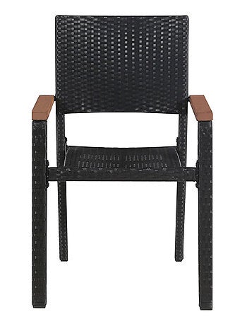 Set de 2 chaises résine tressée et accoudoirs en bois