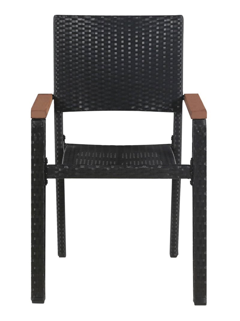 Set de 2 chaises résine tressée et accoudoirs en bois Noir - Kiabi