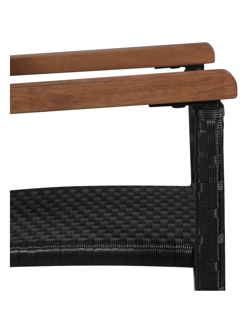 Set de 2 chaises résine tressée et accoudoirs en bois Noir - Kiabi