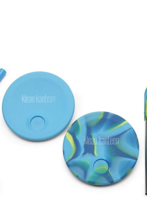 Set de 2 couvercles avec pailles Blue Tie Dye - Kiabi