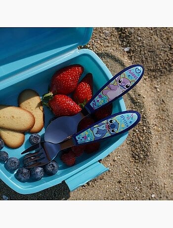 Set de 2 couverts - thermobaby - lilo & stitch - fourchette + cuillère - inox