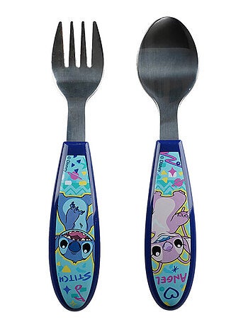 Set de 2 couverts fourchette + cuillère inox Lilo & Stitch