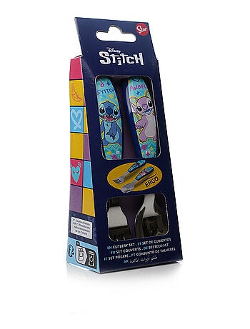 Set de 2 couverts fourchette + cuillère inox Lilo & Stitch