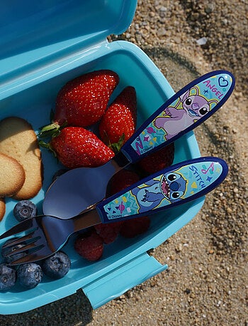 Set de 2 couverts fourchette + cuillère inox Lilo & Stitch