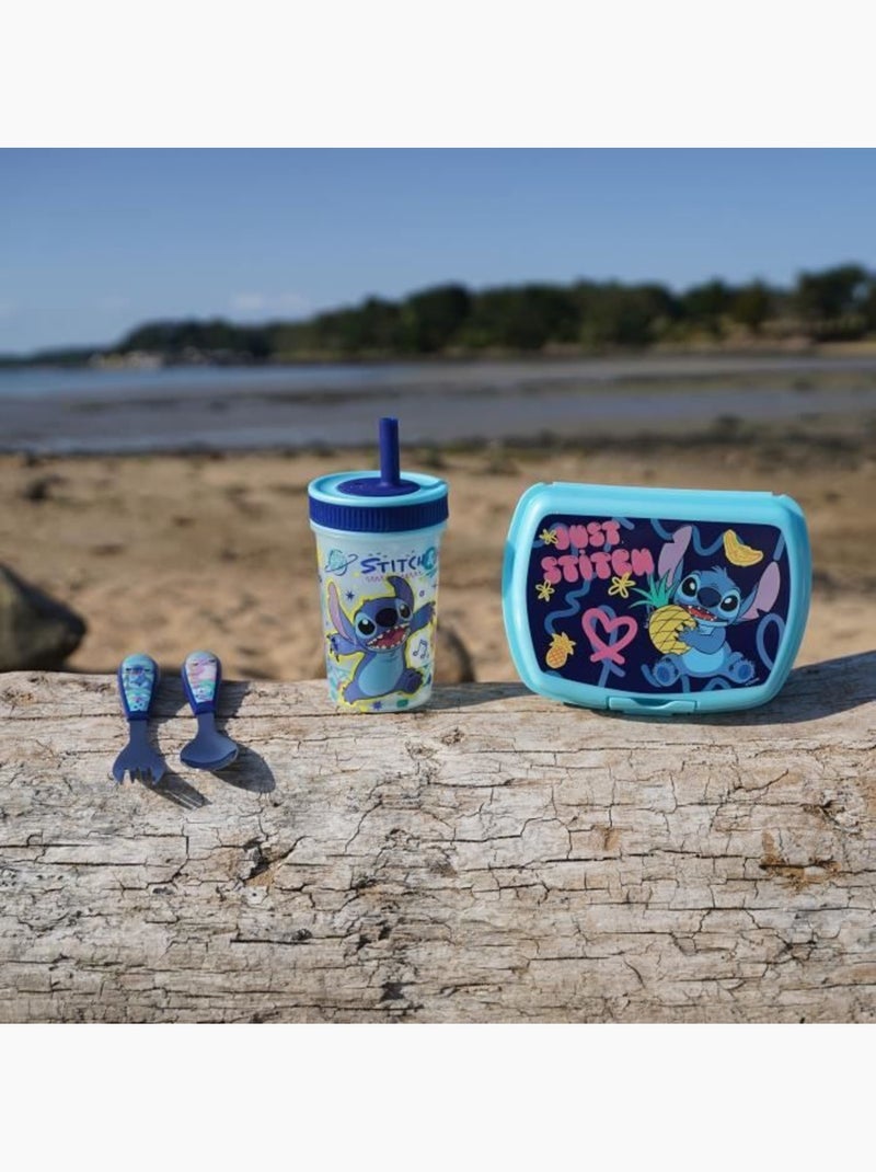 Set de 2 couverts fourchette + cuillère inox Lilo & Stitch Bleu - Kiabi