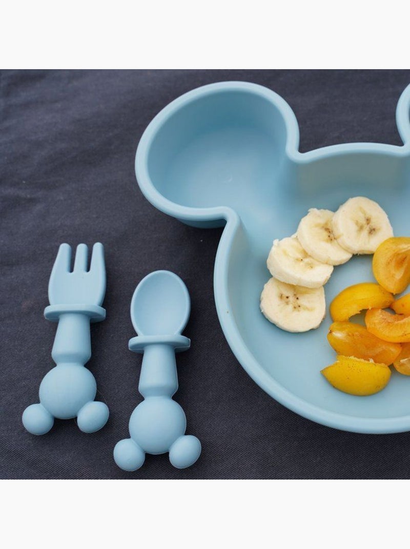 Set de 2 couverts silicone - 2 pcs silicone cutlery set mickey Bleu - Kiabi