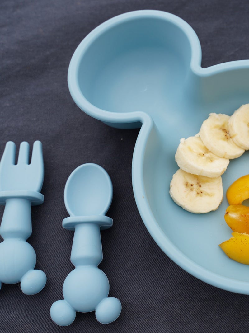 SET DE 2 COUVERTS SILICONE MICKEY COLLECTOR Bleu - Kiabi