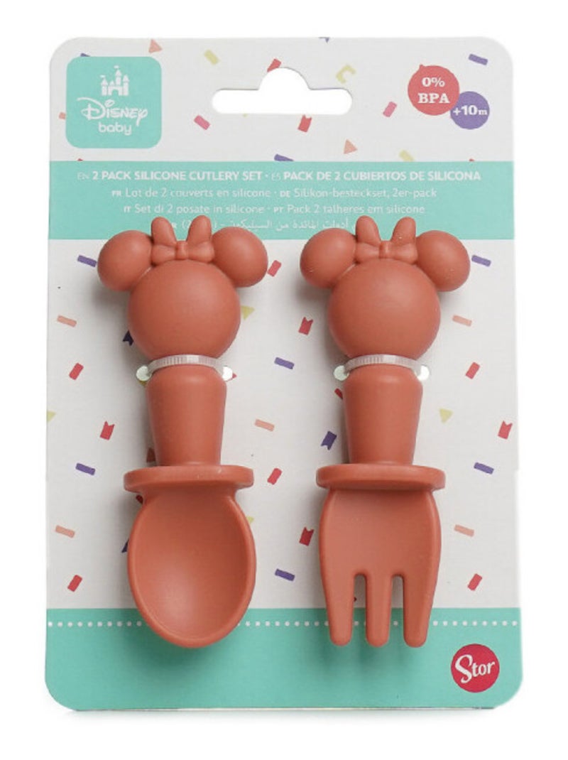 SET DE 2 COUVERTS SILICONE MINNIE COLLECTOR Rose - Kiabi
