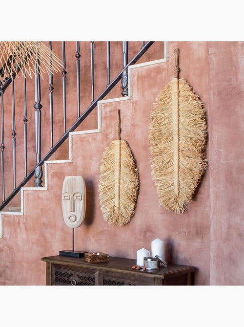 Set de 2 décorations murales plumes raphia OASIS - Kiabi