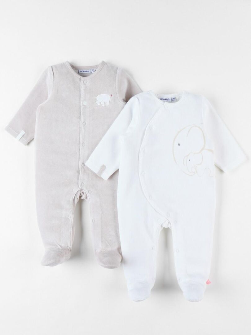 VERTBAUDET Lot 2 Dors-Bien Velours Côtelé Ouverture Naissance Bébé - Pieds Antidérapants
