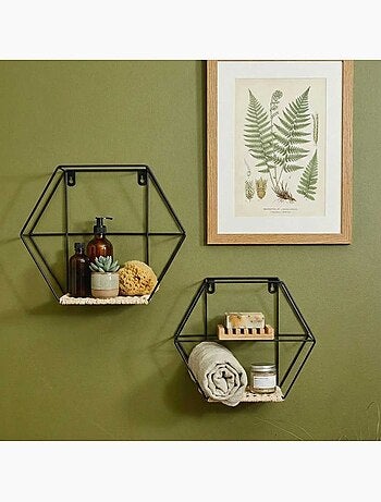 Set de 2 étagères murales hexagonales