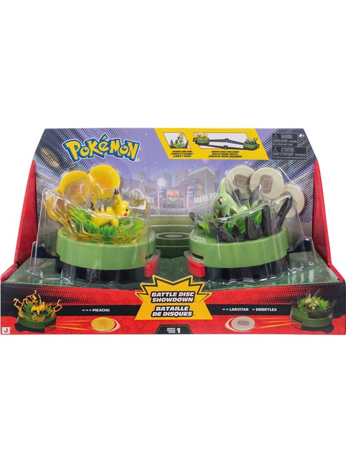 Set de 2 figurines et bases de combat pokémon - Kiabi