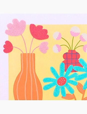 Set de 2 images encadrées colorées avec fleurs brodées 45x60cm