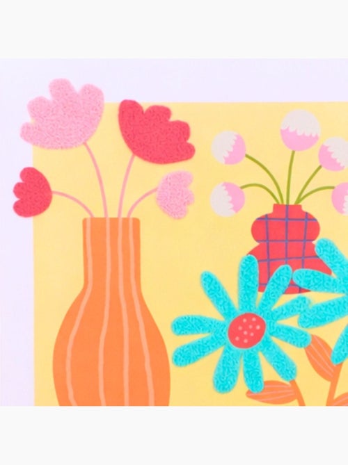 Set de 2 images encadrées colorées avec fleurs brodées 45x60cm - Kiabi