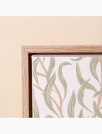 Set de 2 images encadrées et toile de lin imprimée vert 45x60cm