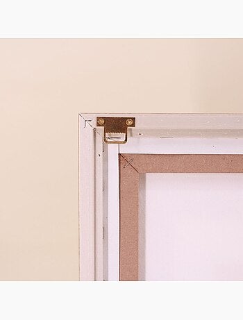 Set de 2 images encadrées et toile de lin imprimée vert 45x60cm