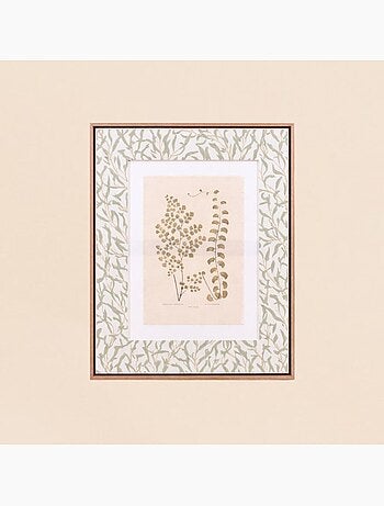 Set de 2 images encadrées et toile de lin imprimée vert 45x60cm