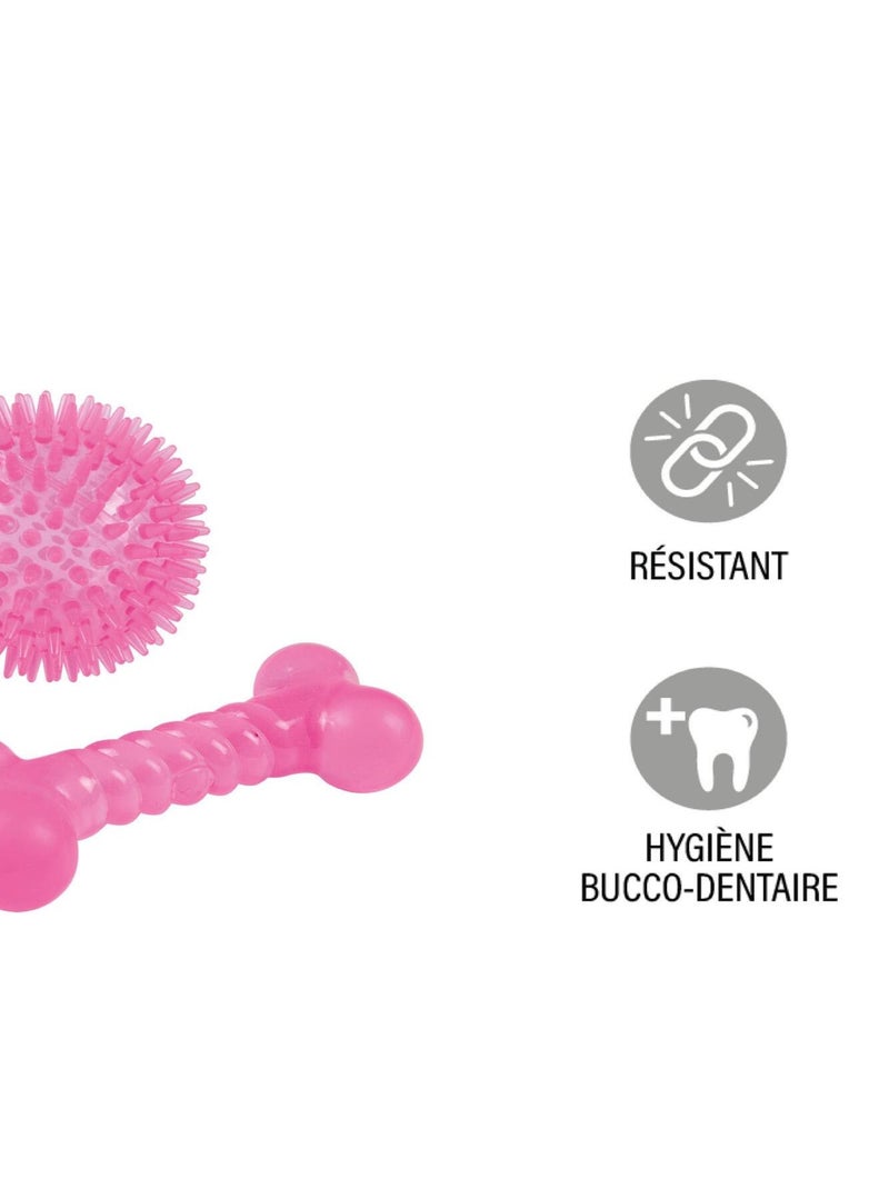 Set de 2 jouets balle et os rose 13 x 8 cm pour chien Rose - Kiabi