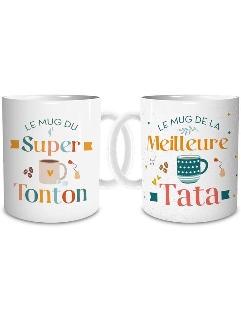 Set de 2 mugs duo en céramique brillante à paillettes 320 ml Blanc Multicolore - Kiabi