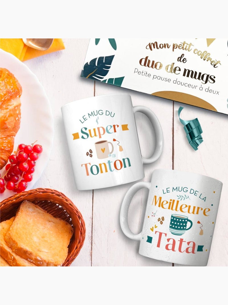 Set de 2 mugs duo en céramique brillante à paillettes 320 ml Blanc Multicolore - Kiabi