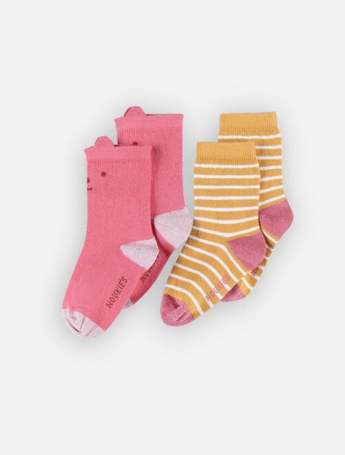 Set de 2 paires de chaussettes, rose/jaune - Noukie's - Kiabi