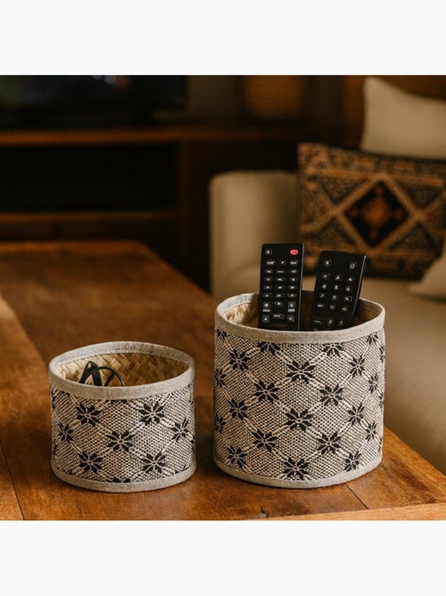Set de 2 paniers beiges à motifs - Kiabi