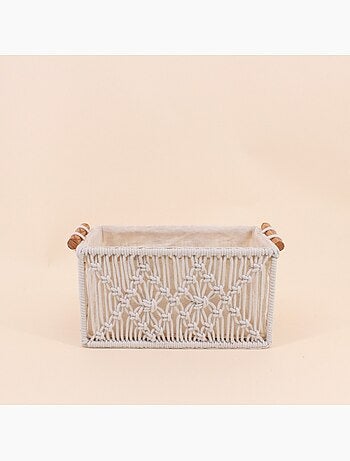 Set de 2 paniers déco tissu macramé