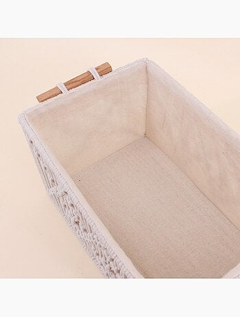 Set de 2 paniers déco tissu macramé